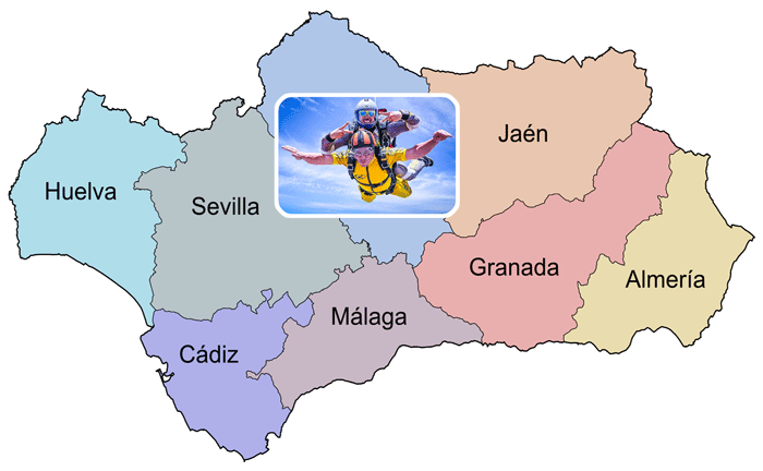 Mapa de Andalucía de Paracaidismo: Córdoba