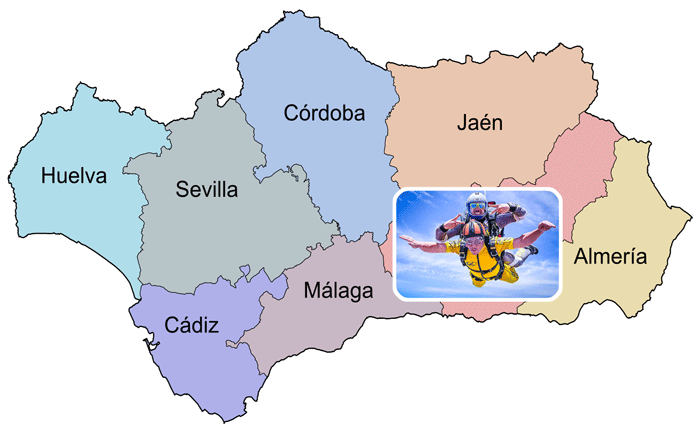Mapa de Andalucía de Paracaidismo: Granada