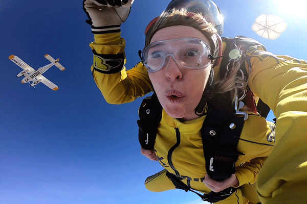 Tandem skydiving jump. Bollullos. Sevilla