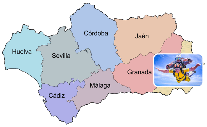 Mapa de Andalucía de Paracaidismo: Almería