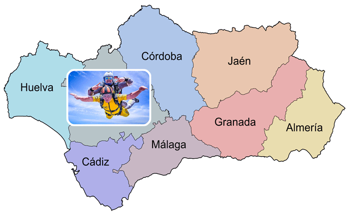 Mapa de Andalucía de Paracaidismo: Sevilla